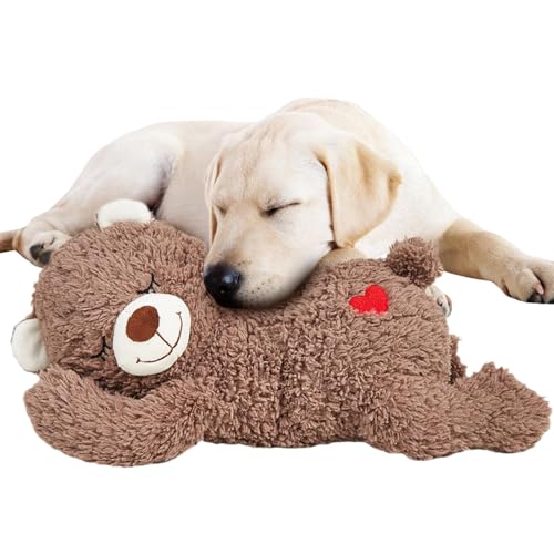 Puppy Heartbeat Bear Stuffed Toy, Plush Bear Puppy Heartbeat Toy, Pet And Calming Aid Soft Plush Sleeping Buddy Behavioral Aid Dog Toy For Dogs Cats von Hugsweet