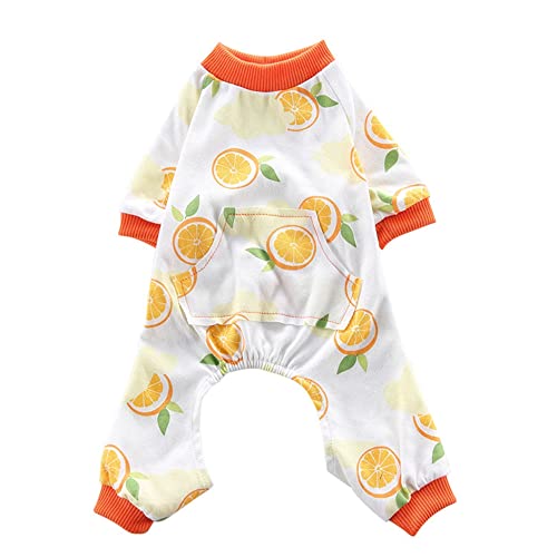 Huhebne Orange Print Hundepyjama, Weiche Baumwolle HundenachtwäSche, GemüTliches Hemd Haustierkleidung Overall Pjs NachtwäSche für Hunde Welpen -L von Huhebne