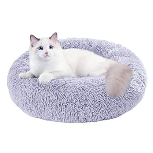 Huhebne Rundes Waschbares Katzen Bett, Flauschiges, Beruhigendes, SelbstwäRmendes, Weiches Donut Kuschel Kissen, Haustier Bett für Kleine Hunde, KäTzchen, von Huhebne