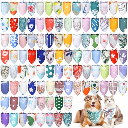 Huhumy Hundehalstücher im Boho-Stil, dreieckig, bunt, für mittelgroße und große Hunde, Geburtstag, Sommer, Kostüm, Dekoration, 100 Stück von Huhumy
