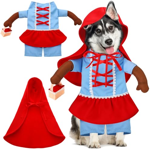 Huhumy Rotkäppchen-Kostüm für Hunde, Halloween, niedlich, lustiges Cosplay-Kostüm, Hundekleidung für kleine, mittelgroße und große Hunde (Größe L) von Huhumy