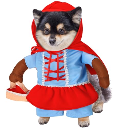 Huhumy Rotkäppchen-Kostüm für Hunde, Halloween, niedlicher Hund, lustiges Cosplay-Kostüm, Hundekleidung für kleine, mittelgroße und große Hunde (Größe S) von Huhumy