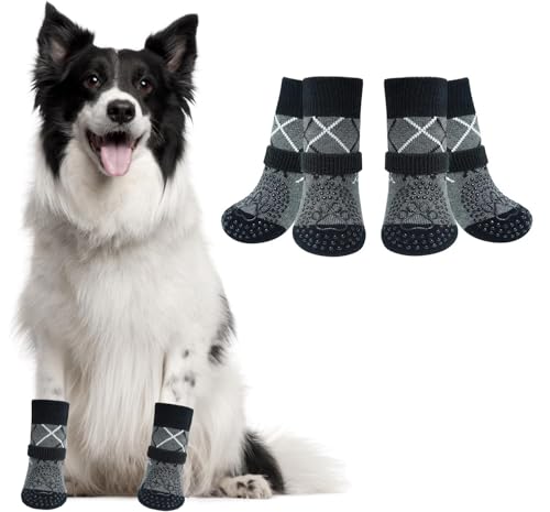 2 Paar Anti-Rutsch-Hundesocken, mit Verstellbaren Riemen, Pet Socken, Weiche Socken für den Pfotenschutz von Hunden, Hundeschuhe für heiße/kalte Gehwege, Verletzungen verhindern Lecken, XS von Huifengjie