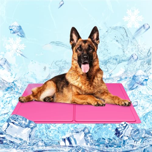 Hundematte & Katzenmatte, Waschbares Hundebett, Haustier Kühlmatte, Dog Cooling Mat Kühlmatte für Hund Katzen Haustier, für Zuhause Unterwegs oder im Auto Kühlkissen Pad Hunde-Kühlkissen 40×50 cm,Rosa von Huifengjie