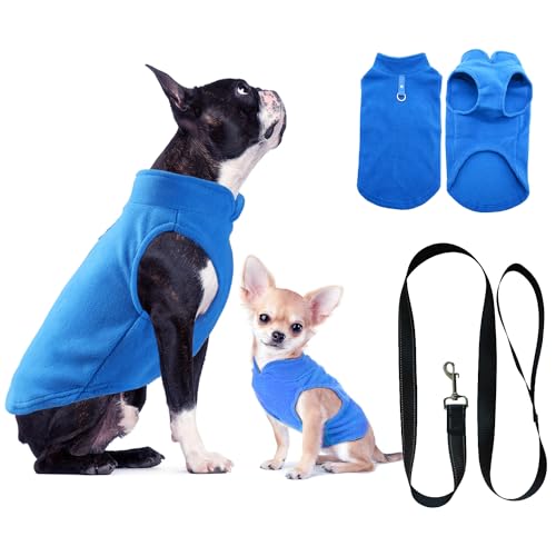 Hundepullover, Hundemantel Fleece Kleine Hunde, Hunde Fleece Pullover Katzenpullover, Hundepullover Hunde Kleidung für Chihuahua Französische Bulldogge(M, Blau) von Huifengjie