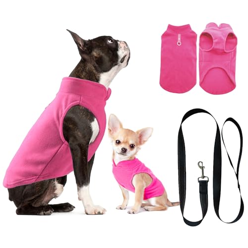 Hundepullover, Hundemantel Fleece Kleine Hunde, Hunde Fleece Pullover Katzenpullover, Hundepullover Hunde Kleidung für Chihuahua Französische Bulldogge(M, Rosa) von Huifengjie