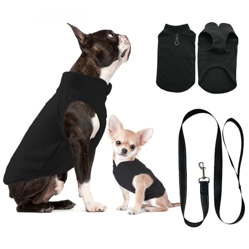 Hundepullover, Hundemantel Fleece Kleine Hunde, Hunde Fleece Pullover Katzenpullover, Hundepullover Hunde Kleidung für Chihuahua Französische Bulldogge(M, Schwarz) von Huifengjie