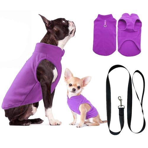 Hundepullover, Hundemantel Fleece Kleine Hunde, Hunde Fleece Pullover Katzenpullover, Hundepullover Hunde Kleidung für Chihuahua Französische Bulldogge(S, Lila) von Huifengjie