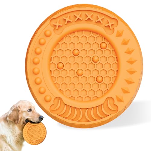 Hundespielzeug Unzerstörbar, Unkaputtbar Kauspielzeug für Hunde, Bissfestes Hundespielzeug für Aggressives Kauen, Multifunktional Naturkautschuk hundespielzeug für Mittleren Große Hunde(Orange) von Huifengjie