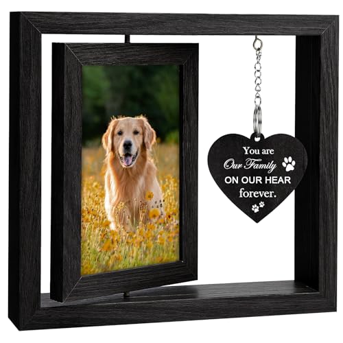 Haustier-Gedenkgeschenke für Hunde und Katzen, Gedenkgeschenke für den Verlust des Hundes, drehbarer Holz-Bilderrahmen für zwei 10 x 15 cm Fotos, Beileidsgeschenk, Gedenk-Bilderrahmen für Haustiere, von Huimpet