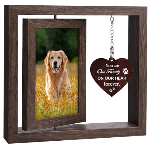 Haustier-Gedenkgeschenke für Hunde und Katzen, Gedenkgeschenke für den Verlust des Hundes, drehbarer Holz-Bilderrahmen für zwei 10 x 15 cm Fotos, Beileidsgeschenk, Gedenk-Bilderrahmen für Haustiere, von Huimpet