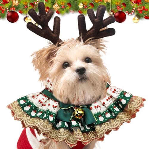 Huitrcrio Weihnachts-Hundehalstücher,Hundehalstücher Weihnachten - Verstellbare Hundehalstücher, weihnachtliche Hundelätzchen - Reversibler Haustier-Zubehör-Spitzensüßer Haustier-Schal für Haustiere von Huitrcrio