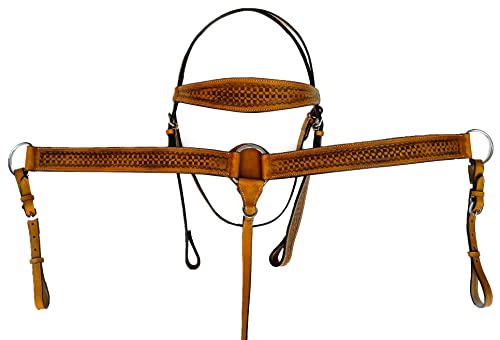 Hulara Top Grain Buff Leather Western Zaumzeug und Vorderzeug Set Headstall und Vorderzeug Western Tack Set Horse Chest Collar Western Zaumzeug Set Horse Headstall und Vorderzeug von Hulara