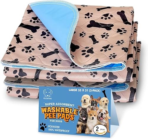 Waschbare Pee Pads für Hunde, Welpen, wiederverwendbar, 2erPack, gesteppt, groß, 89 x 78 cm, extra saugfähig, wasserdichte Matte, für Welpen, Erwachsene Hunde und HundeSenioren, Haustiere, für zu von Humble Pet Co.