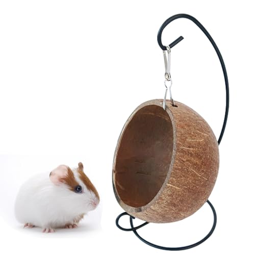 Hamster Kokosnussbett, Süßes Schlafnest Aus Weicher Kokosnussschale, Hängende Kokosnuss Hamster Versteck Hängematte Mit Warmer Unterlage Für Hamster, Rennmäuse, Mäuse von Humdcdy