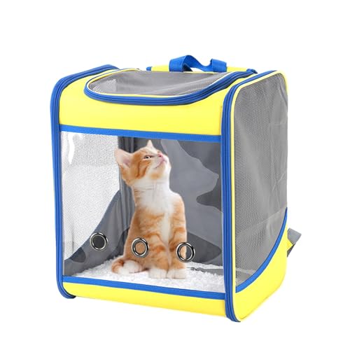 Humdcdy Katzenrucksack, Rucksack für Katzen - Atmungsaktiver, transparenter, Faltbarer Haustier-Rucksackträger,Katzen-Reisetasche, Katzentrage-Rucksack, wasserdichter Haustier-Rucksack für kleine von Humdcdy