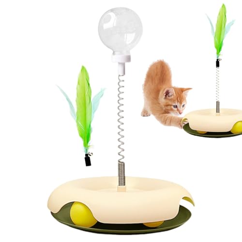 Humkopnl Cat Treat Toy - Treat Puzzles for Indoor Cats - Cat Feather Teaser Toy Multifunctional, Food Puzzle Ball Toy for Indoor Cats Kittens, Cat Food Toy von Humkopnl