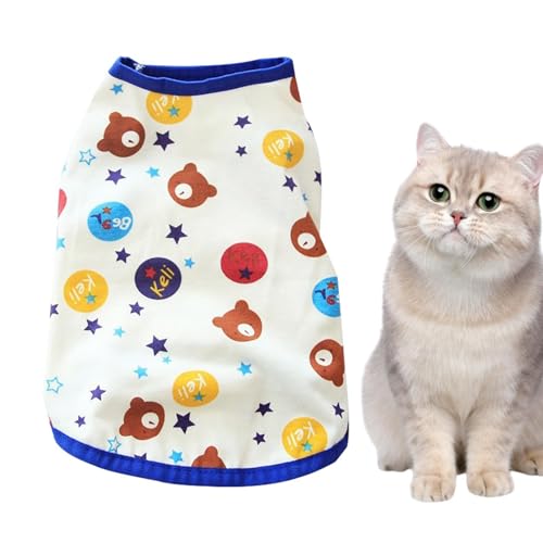 Humkopnl Katzen-Hemd, Baumwollhemd für Haustiere, Baumwolle, ärmellos, Sommer, atmungsaktiv, ärmellose Weste für Katzen, Hunde, kleine Haustiere von Humkopnl