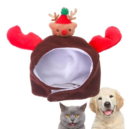 Humkopnl Katzen-Weihnachtsmannmütze, Katzen- und Hundekostüm, atmungsaktiv, Weihnachtsbaum-Form, Haustier-Kostüm, Hut für Katzen, Hunde, Haustiere, mittelgroße Welpen von Humkopnl