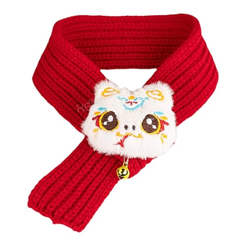 Humkopnl Winterschal für Hunde, rotes Katzen-Halstuch, warmer Hundeschal, Haustier-Bandanas, Urlaubsdekoration, -Winter-Strickschals, Haustier-festliches Outfit für chinesisches Neujahr von Humkopnl