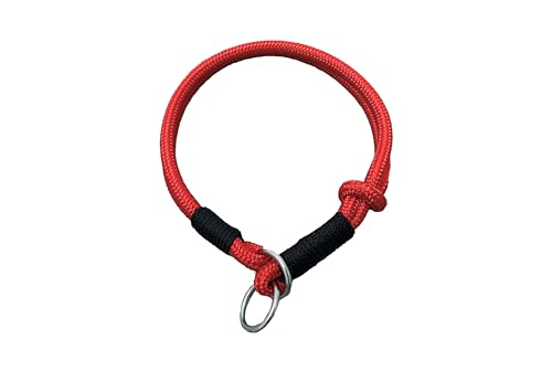 Hummelt® Hundehalsband aus weichem Tauwerk, geflochtenem Seil mit Zugbegrenzung rot 45cm (M) von Hummelt