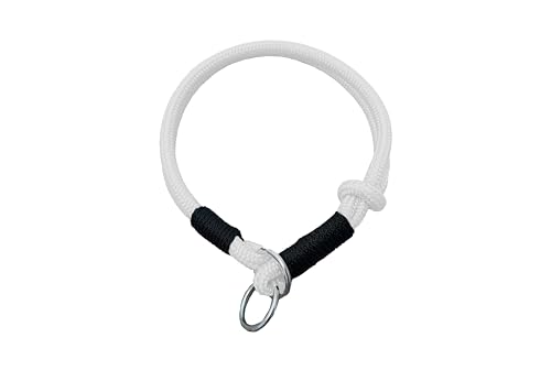 Hummelt® Hundehalsband aus weichem Tauwerk, geflochtenem Seil mit Zugbegrenzung weiß 35cm (S) von Hummelt