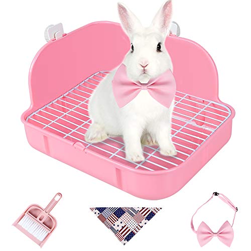 Humorous.P Kaninchen Katzentoilette Ecke – Kaninchen Supplies Katzenklo Käfig Töpfchen Trainer ideal für Kleintiere, Kaninchen, Meerschweinchen, Frettchen, rechteckiges Kunststoffmaterial von Humorous.P