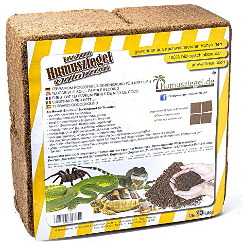 Humusziegel - 70 L Kokoseinstreu - Terrarium Erde für Reptilien - Einstreu aus Kokoserde - Humus Bodenstreu für Schildkröten - Terrariensubstrat von Humusziegel
