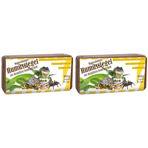 Humusziegel RBG650G Terrarienerde gepresst Ziegel, Reptilien Bodengrund, 650 g (Packung mit 2) von Humusziegel