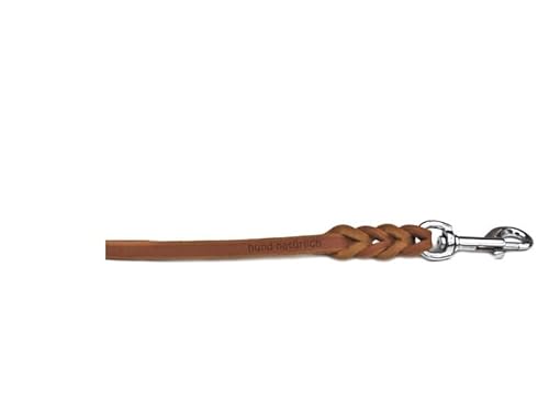 Fettleder Kurzführer geflochten 40cm x 10mm Cognac Chrom von Hund natürlich