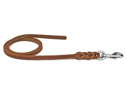 Fettlederleine Schleppleine aus Leder für Hunde 5m, 7,5m, 10m (10m x 12mm Cognac Chrom) von Hund natürlich