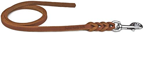 Fettlederleine Schleppleine aus Leder für Hunde 5m, 7,5m, 10m (5m x 15mm Cognac Chrom) von Hund natürlich