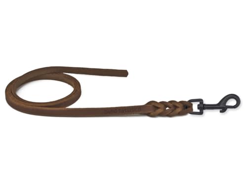 Fettlederleine für Hunde 1m / 1,35m / 2,20m / 3m Bolzenkarabiner schwarz matt, ohne Handschlaufe braun 3m x 10mm von Hund natürlich