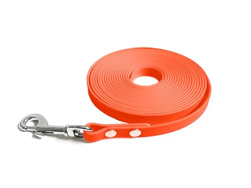 Schleppleine für Hunde aus Gurtband wasserbeständig (orange, 10m x 13mm) von Hund natürlich