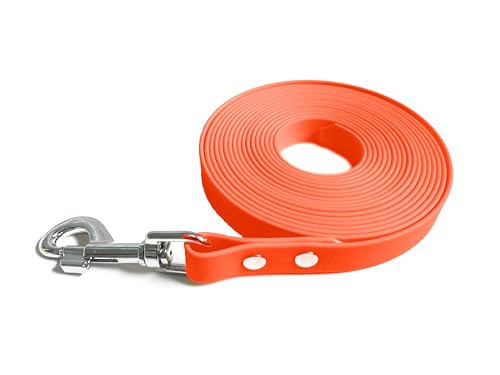 Schleppleine für Hunde aus Gurtband wasserbeständig (orange, 10m x 20mm) von Hund natürlich