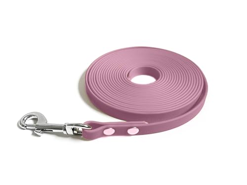 Schleppleine für Hunde aus Gurtband wasserbeständig (rosa, 10m x 13mm) von Hund natürlich