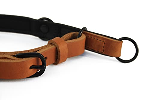 Zugstopp Lederhalsband Cognac, schwarz matt Gr. 40 von Hund natürlich