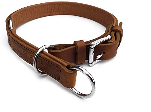 Zugstopp Lederhalsband für Hunde Schlupfhalsband Cognac, Chrom Gr. 35 von Hund natürlich