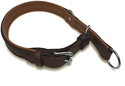 Zugstopp Lederhalsband für Hunde Schlupfhalsband braun, Chrom Gr. 35 von Hund natürlich