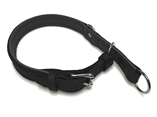 Zugstopp Lederhalsband für Hunde Schlupfhalsband schwarz, Chrom Gr. 50 von Hund natürlich