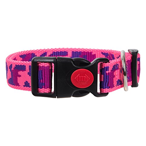 Hundehalsband Camouflage Neonrosa Nylonhalsband klick-Verschluss mit Sicherung 34-54cm / 25mm von Hunde Design