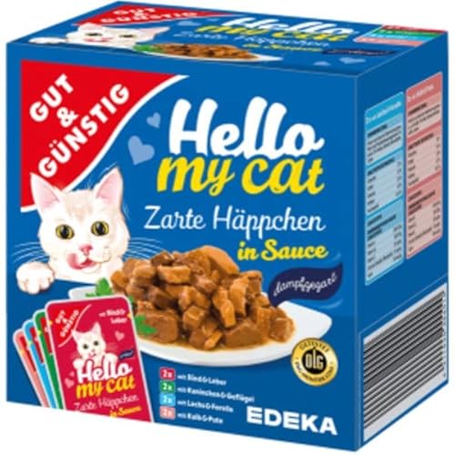 Hunde EDEKA Katzenfutter Gut und Günstig Zarte Häppchen Multi Gelee 8x100g Nassfutter Happy My Cat Blau von Hunde