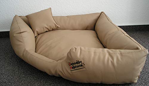 Hundebett Eckbett Hundesofa Schlafplatz Kunstleder Canto (100 cm X 100 cm, Beige) von Hundebettenmanufaktur