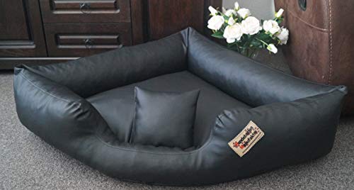 Hundebett Eckbett Hundesofa Schlafplatz Kunstleder Canto (100 cm X 100 cm, Schwarz) von Hundebettenmanufaktur