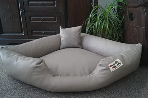 Hundebett Eckbett Hundesofa Schlafplatz Kunstleder Canto (100 cm X 100 cm, Taupe) von Hundebettenmanufaktur