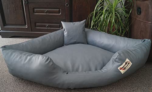 Hundebett Eckbett Hundesofa Schlafplatz Kunstleder Canto (100 cm X 100 cm, grau) von Hundebettenmanufaktur