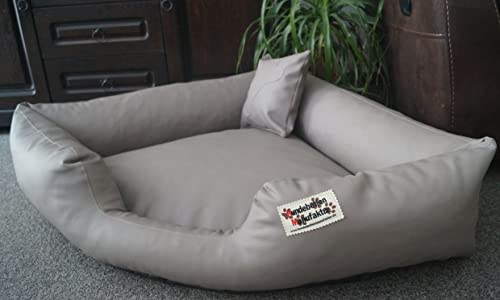 Hundebett Eckbett Hundesofa Schlafplatz Kunstleder Canto (130 cm X 130 cm, Taupe) von Hundebettenmanufaktur