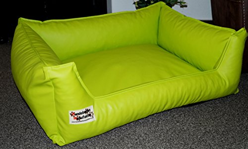 Hundebett Hundesofa Schlafplatz Kunstleder Acceso Farbe und Größe wählbar von XS bis XXL (120 cm X 100 cm, Limone) von Hundebettenmanufaktur