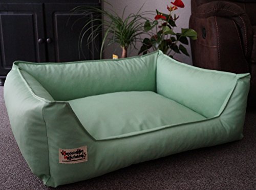 Hundebett Hundesofa Schlafplatz Kunstleder Acceso Farbe und Größe wählbar von XS bis XXL (130 cm X 100 cm, mintgrün) von Hundebettenmanufaktur