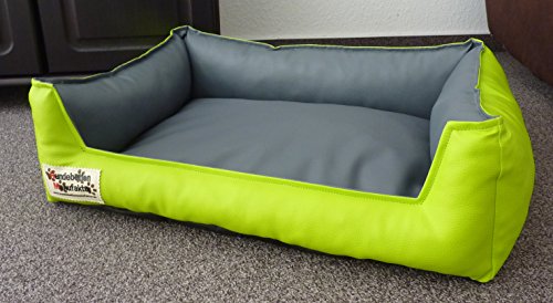 Hundebett Hundesofa Schlafplatz Kunstleder Acceso Farbe und Größe wählbar von XS bis XXL (70 cm X 55 cm, Limone grau) von Hundebettenmanufaktur